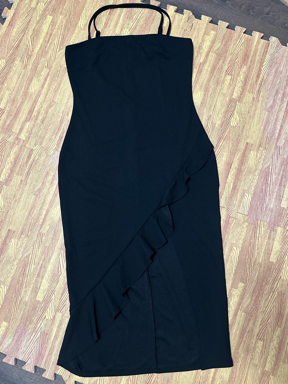 Aeropostale Black Ruffle Strap Midi Dress